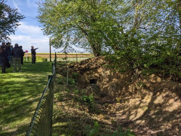 Neville (our author and historian) sharing the story of the German pillbox “Gibraltar” at Pozieres in France alongside the remains of that fortification