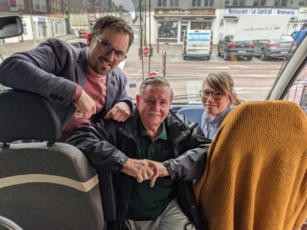 Our excellent bus driver Jonathon, his wife Kethleen and your tour director at Peronne, France at the end of another good day’s work