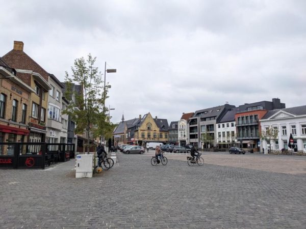 Main square at Poperinge, Belgium with cafes, restaurants and bars. A vital and busy rear area to the Ypres (Ieper) Salient area, we often base here for 4 pleasant nights